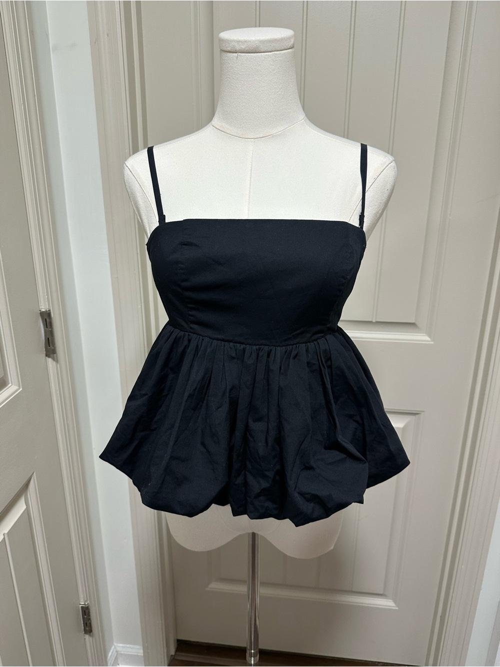 Abercrombie & Fitch Black Spaghetti Strap Peplum Camisole